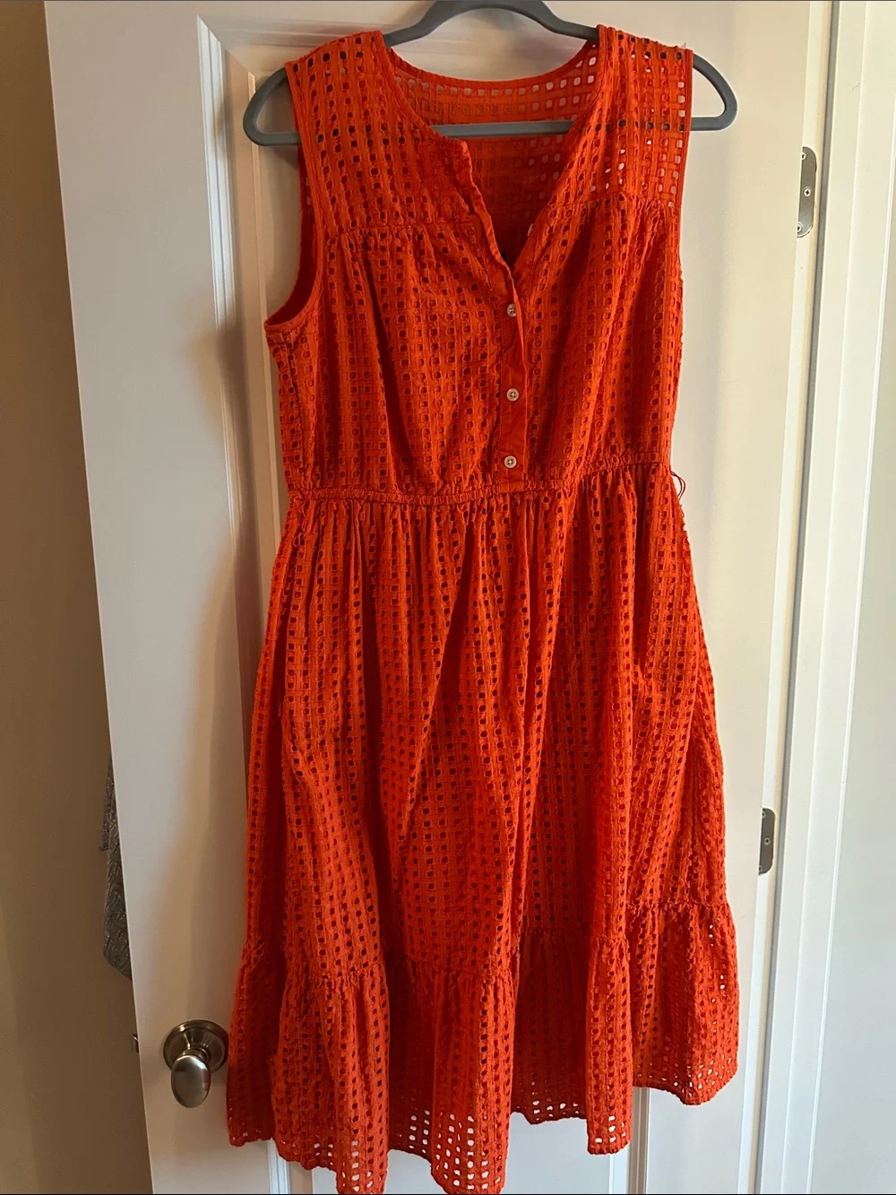 J. Crew Sleeveless Orange Eyelet Sundress